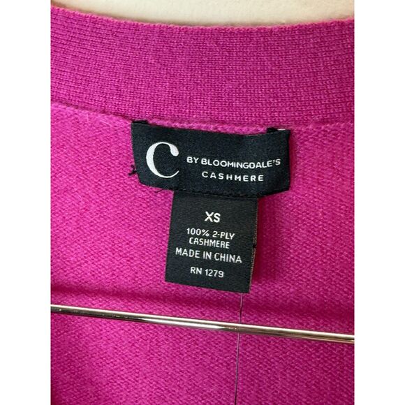 C by Bloomingdale's Cashmere Grandmother Sweater Women's Size XS Cherry Blossom - Picture 2 of 9